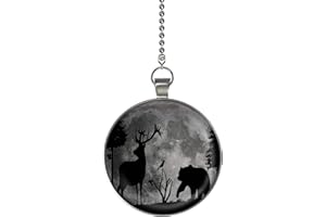 GOTHAM DECOR Woodland Deer and Bear Moon Glow in The Dark Fan/Light Pull Pendant with Chain