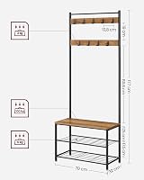VASAGLE Coat Rack Hallway Cabinet with Bench and Shoe Rack 175 cm Walnut view 7