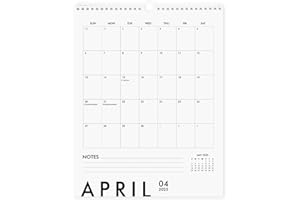 MAKAPLAN Modern Vertical Wall Calendar 2025-18 Month Calendar January 2025 to June 2026, 11x13.5 Inches Sleek Black & White Design with Spiral Twin-Wire Binding