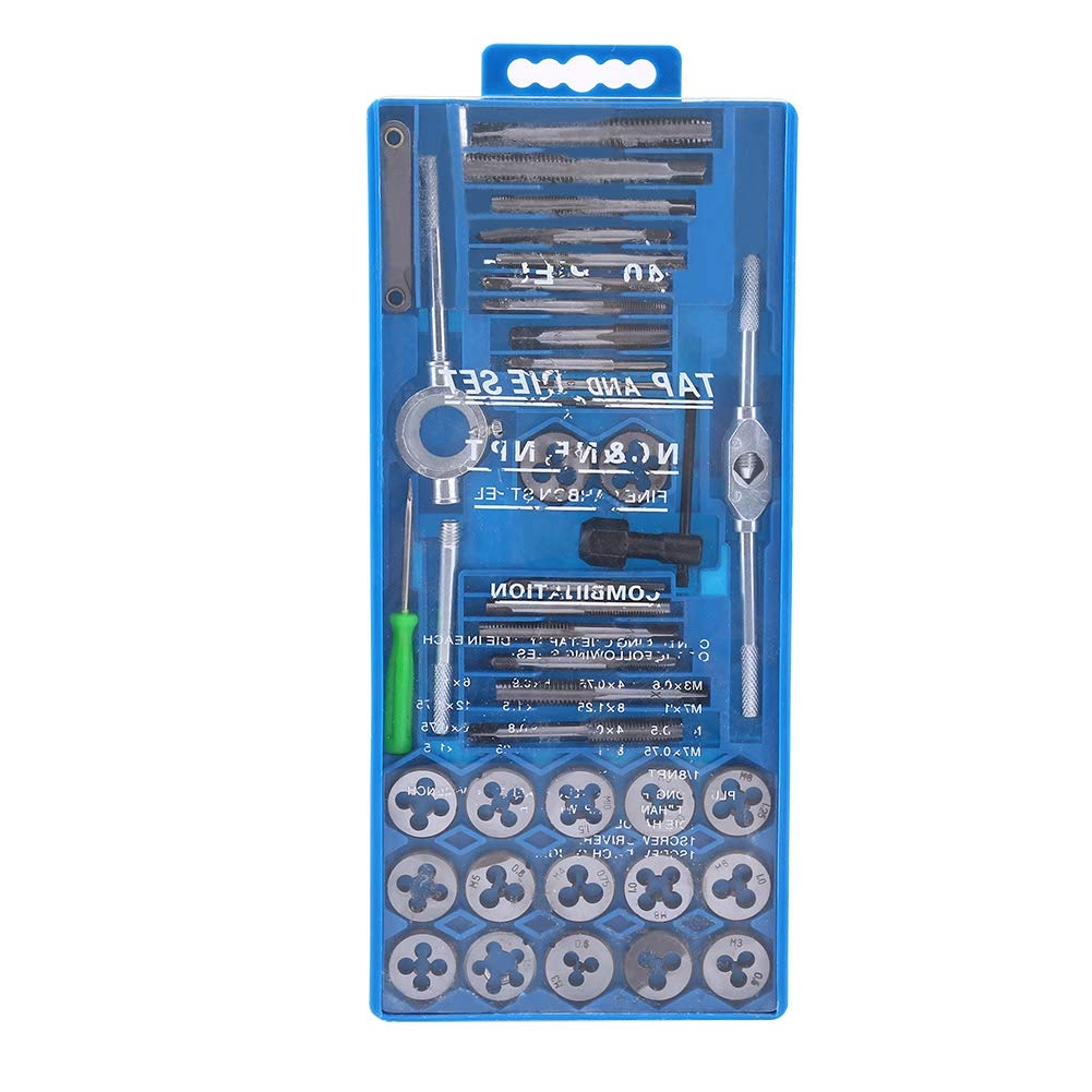 Tap and Die Set, 40 pcs Hardened Metric Metric and Standard Sizes Included Tap Die Kit Screw Thread Taper Hand Tools