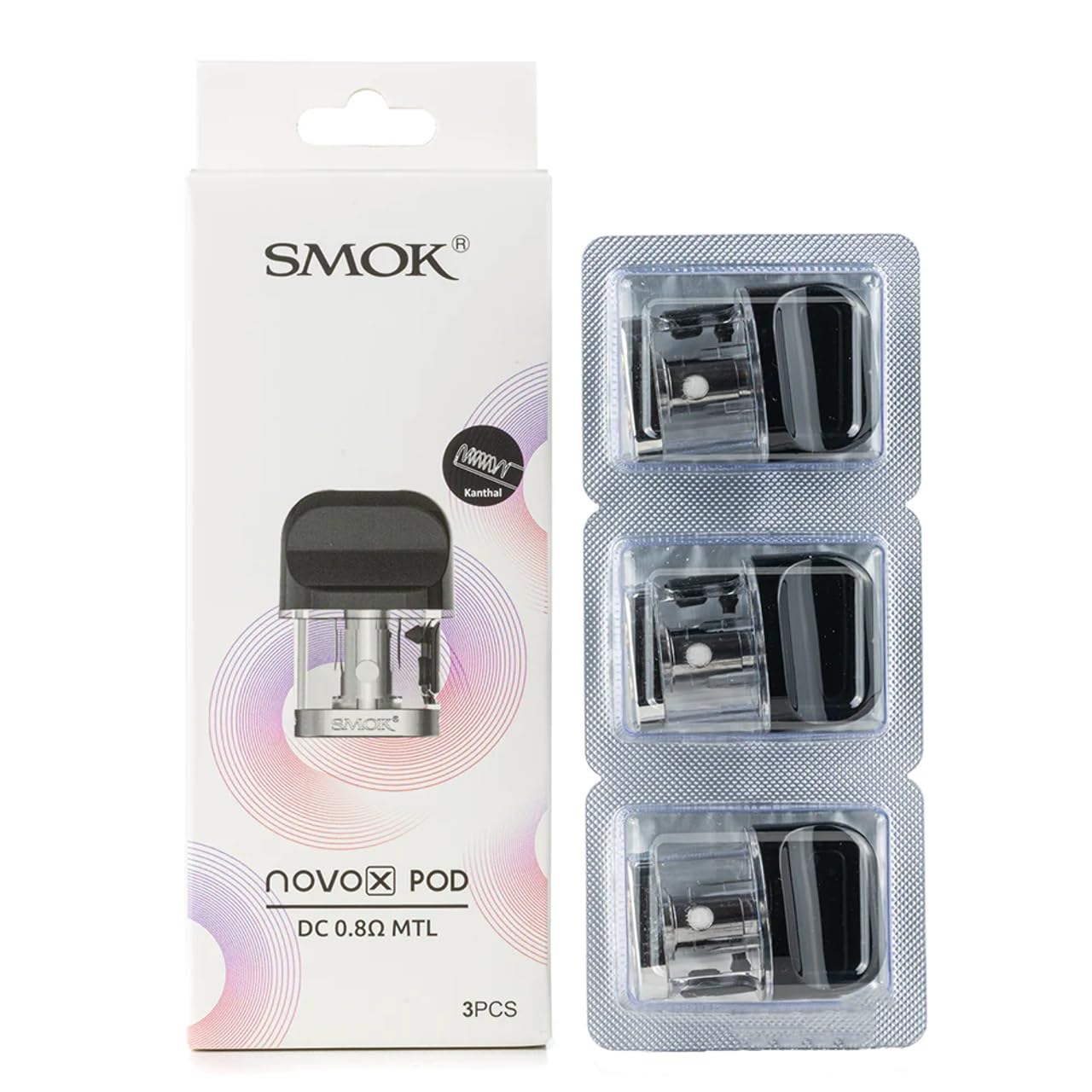 SMOK Novo X Replacement Pods 0.8ohm, Pack of 3-2ml Refillable Side-Fill, DC MTL Dual Coil, Compatible Only with Novo X Kit - Enhanced Flavor & Airflow, No Nicotine No Liquid