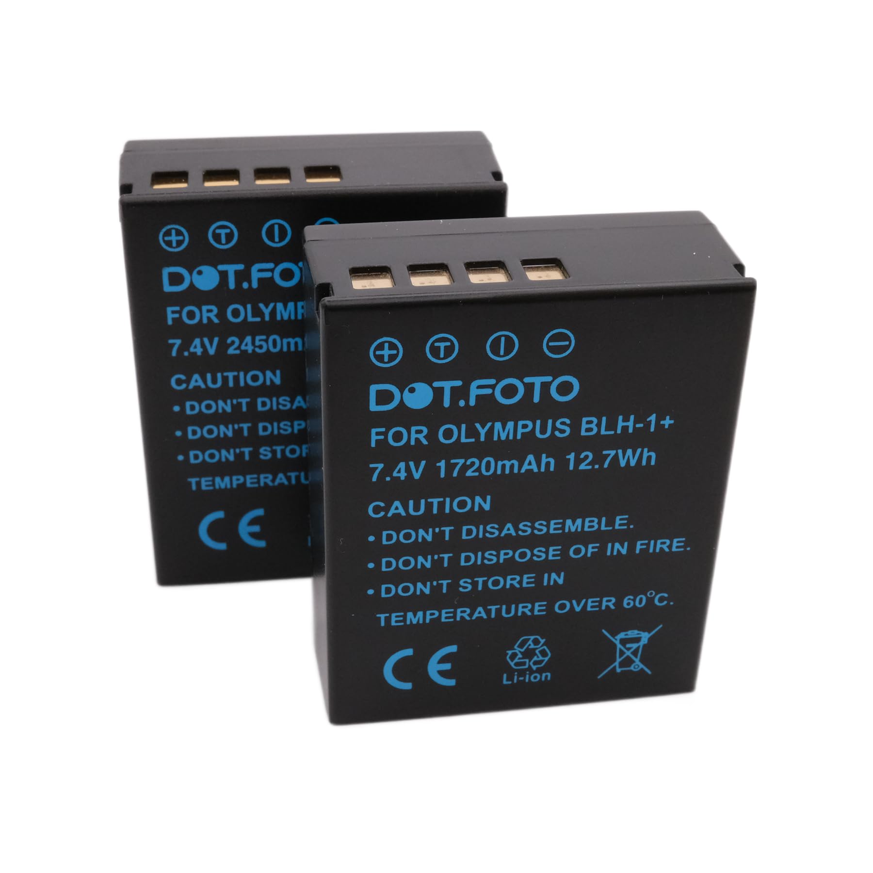 2 x Dot.Foto BLH-1 Premium 7.4v / 1720mAh Fully Decoded Rechargeable Battery for Olympus OM-D E-M1 Mark II, E-M1 Mark III, E-M1X