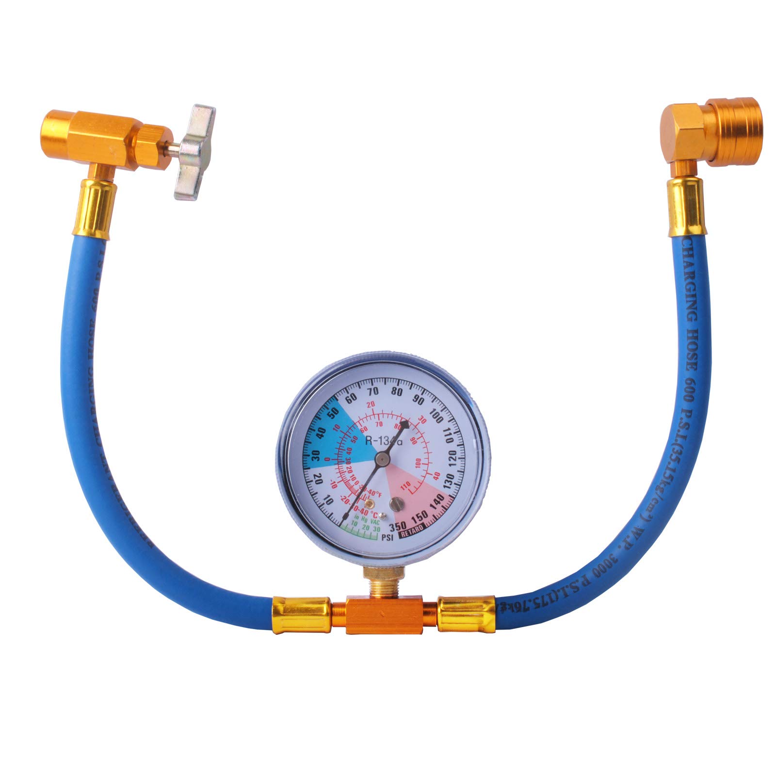 Photo 1 of R134A Recharge Hose Car AC Refrigerant Charge Hose Kit Recharging Hose with Gauge, A/C 1/2 Recharge Measuring Kit Can Tap Air Conditioning Pressure Gauge R134A