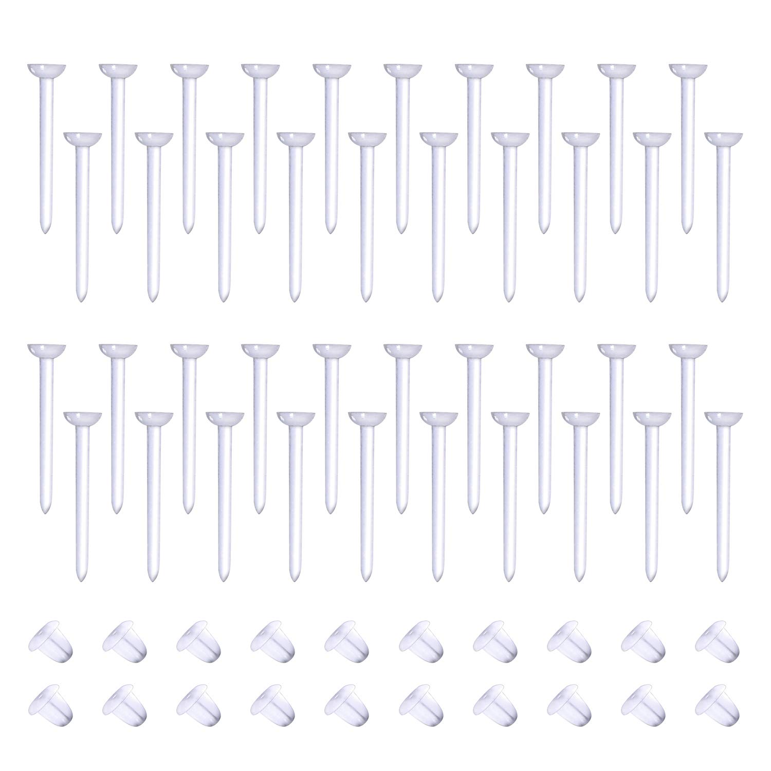 LAURITAMI Clear Earrings Studs Retainers Plastic Pins and Back Rubbers Stoppers Acrylic Ear Lobe Tragus Piercing 20G