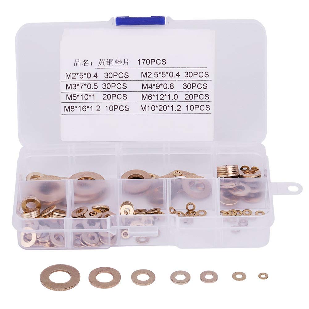 Washer - 180Pcs Flat Washer Assortment Set with Box M2/M2.5/M3/M4/M5/M6/M8/M10