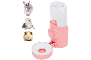 SHUDYEAR Hanging Water Bottle,for Guinea Pigs/Rabbit/Hamsters/Ferrets/Other Small Pets/Puppy/Cat, Critters and Animals for Cages, Crates or Wall Mount,17oz (Pink Polypropylene (PP))