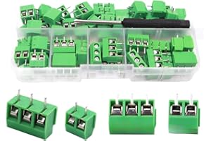 KF301 2P 3P PCB Screw Terminal Block Connector 5mm Pitch, 14-22 AWG Wire, 60PCS, for M3 Screwdriver, Green