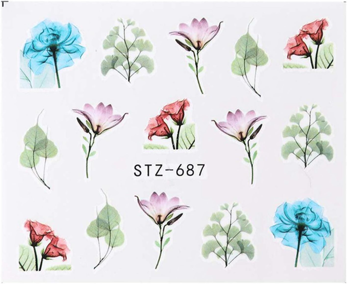 Nail Art Stickers, FunPa 24 Sheets Nail Stickers Floral Pattern Water Transfer DIY Nail Decals Self-Adhesive Stickers for Women Girls Nail Art Accessories Decals Manicure DIY or Nail Salon: Arts, Crafts & Sewing