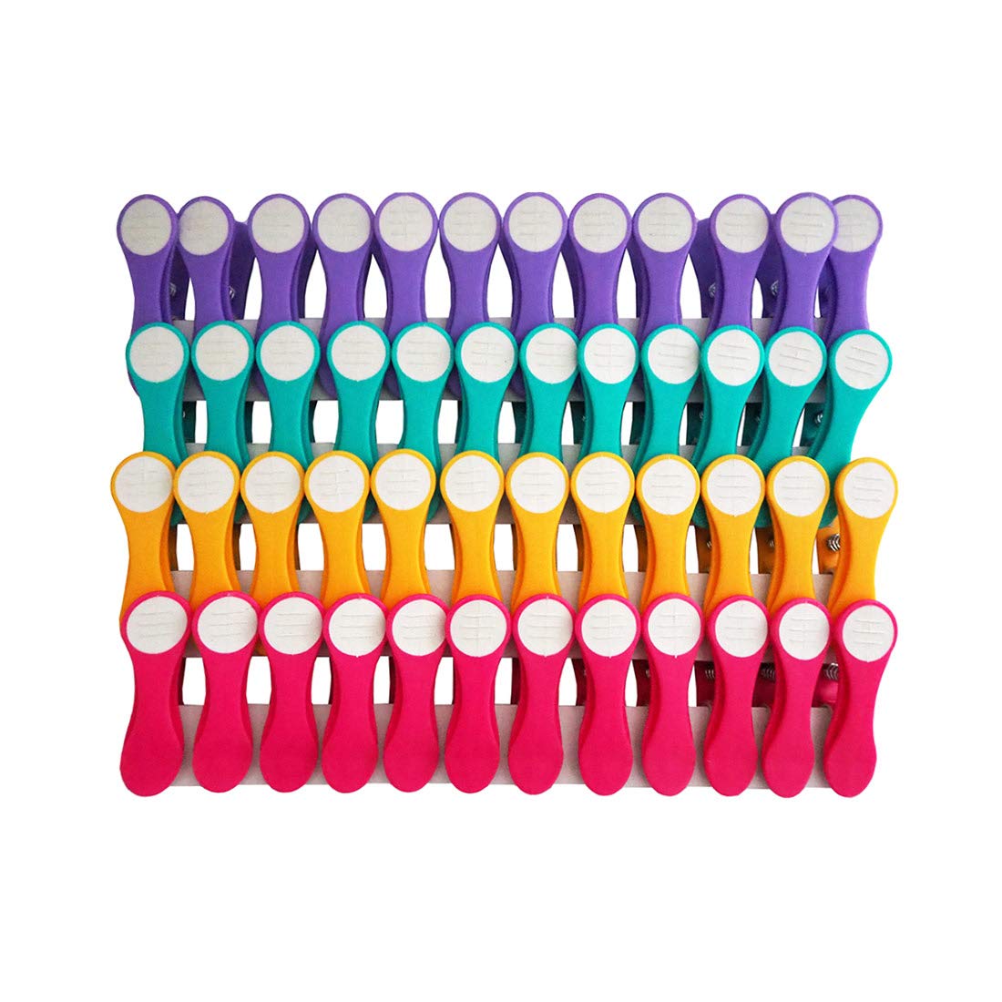 48 Clothes Pegs with Soft Grip - Purple, Turquoise, Yellow, Pink, White