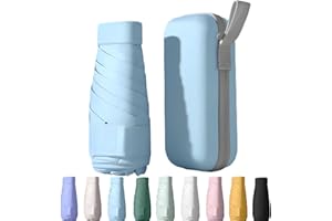 Mustarpicking UPF50+ Mini Travel Sun Umbrella for Purse With Case,Small Compact UV Umbrella Protection Sun,Lightweight Portable Parasol Windproof for Women Men Kids