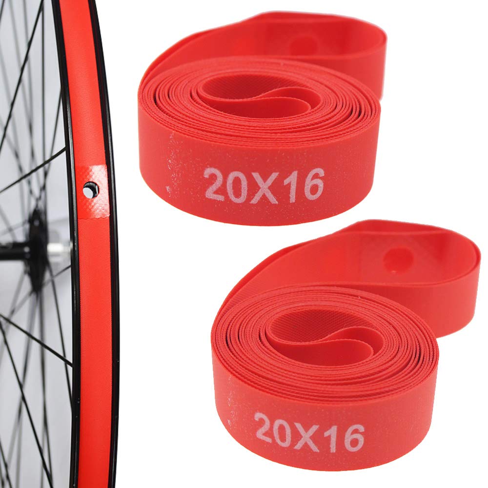 Photo 1 of ONGHSD (Nylon,Not PVC) 2 Pack Bike Tire Liner, Anti-Scratched Bike Rim Strip Red Bicycle Rim Tape 700c 29 27.5 26 20 14 Inch for Road Bike MTB Mountain Bike Tube Protector Liner (20 inch)