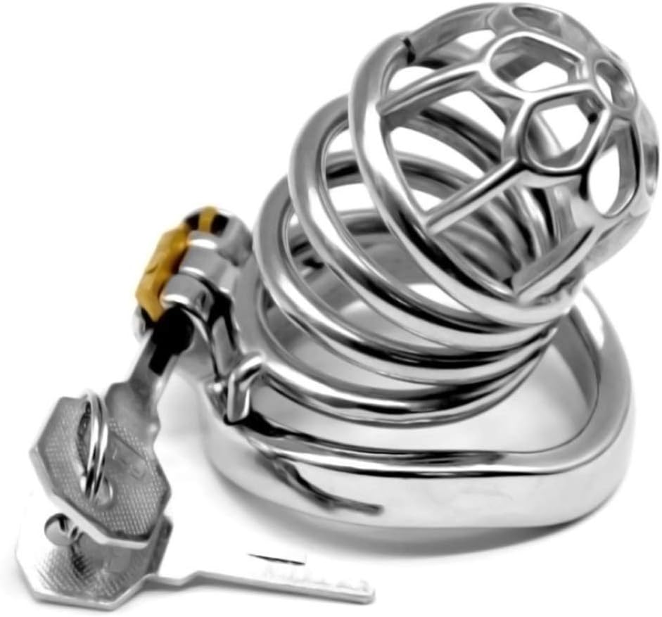 TY Sunglasses Hat Male Chastity Equipment Hypoallergenic Stainless Steel Pennis Cage Pennis Ring Lock Chastity Belt Adult Game Sxx Toys Sunglasses T-Shirt (Size : L/50mm)