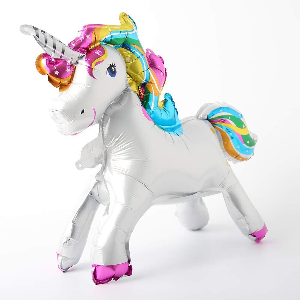 Photo 1 of Self Stand steadily Unicorn Birthday Party Decorations Supplies Wedding Engagement Children's Day Foil Unicorn horse animal Balloons toy (Rainbow)