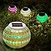 SOLMORE Solar Lights, LED Color Changing Solar Table Lights Mosaic Glass Ball Solar Outdoor Garden Lights Solar Night Lights Waterproof Home Yard Patio Decorations