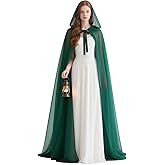 L'VOW Chiffon Hooded Cloak - Fairy Tulle Cape for Wedding, Elf Halloween Party Witch Cosplay