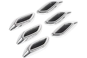 Diamall 6 PCS Car Fender Trim Decorative, Fashion Air Flow Fender Side Intake Vent Decoration Decal, Hood Vents Sticker Simulated Air Outlet, Sport Modified Accessories for Most Cars (Silver)