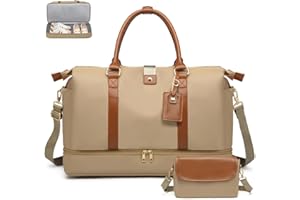 Qualyphant Weekender Overnight Bags for Women- Large Anti-Theft Travel Duffle Bag with Shoe Compartment & 9 Pockets, 43L - Waterproof & Heavy-Duty Carry On Bag - Detachable Shoulder Bag & Luggage Tag