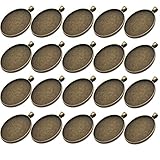 IGOGO 20 PCS Oval Pendant Trays Pendant Blanks Cameo Bezel Cabochon Settings - 30x40 mm Antique Bronze Color