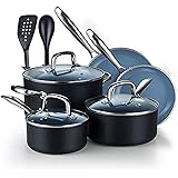 Cook N Home Coating Set Ceramic Nonstick Cookware, 10-Piece, Grey