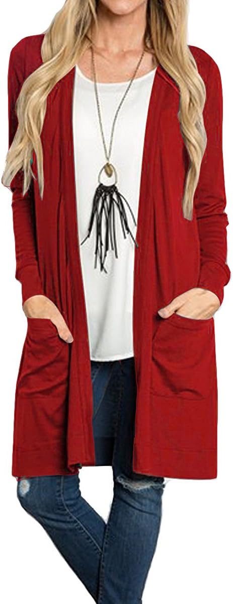 Women's Long Sleeve Open Front Loose Causal Lightweight Kimono Cardigan