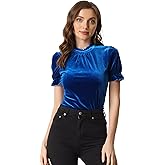 Allegra K Halloween Ruffle Collar Shirt for Women's Short Sleeve Casual Velvet Tops Blouse