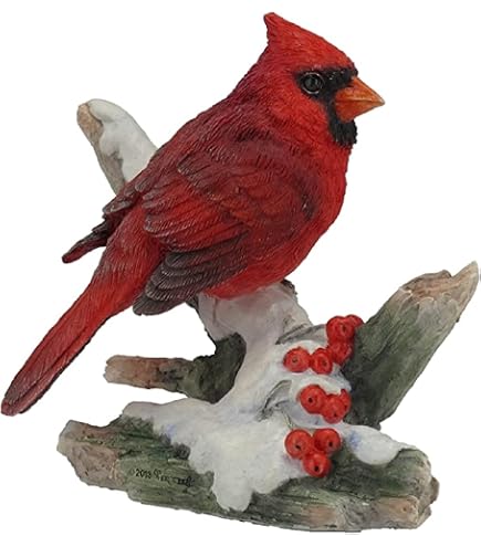 Pájaro Cardenal Rojo Tallado En Madera - Figurita Para Jardín O Regalo - Artesanal