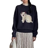 AYMGVK Dog Sweater Women Vintage Oversized Graphic Streetwear Knit Sweater Casual Cute Knitwear Tops