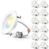 Amico 4 Inch 5CCT LED Recessed Lighting 12 Pack, Dimmable, Damp Rated, 9W=60W, Can Lights with Baffle Trim, Retrofit Installation, ETL&FCC, White