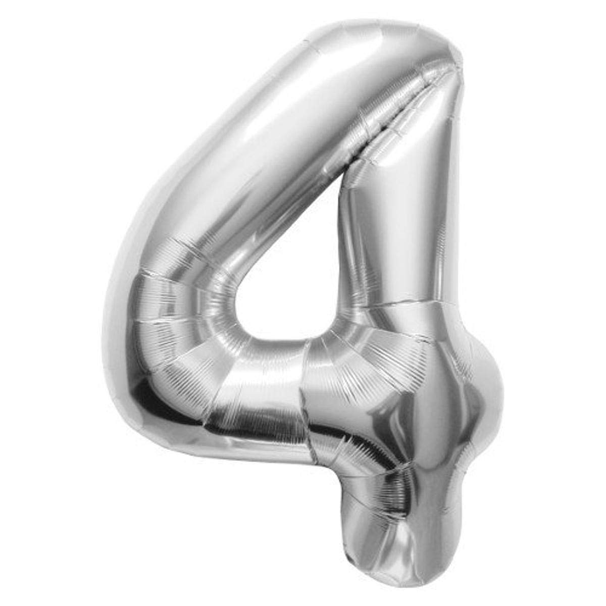 Folat - 4 Shaped Number Balloon Silver - 86 cm