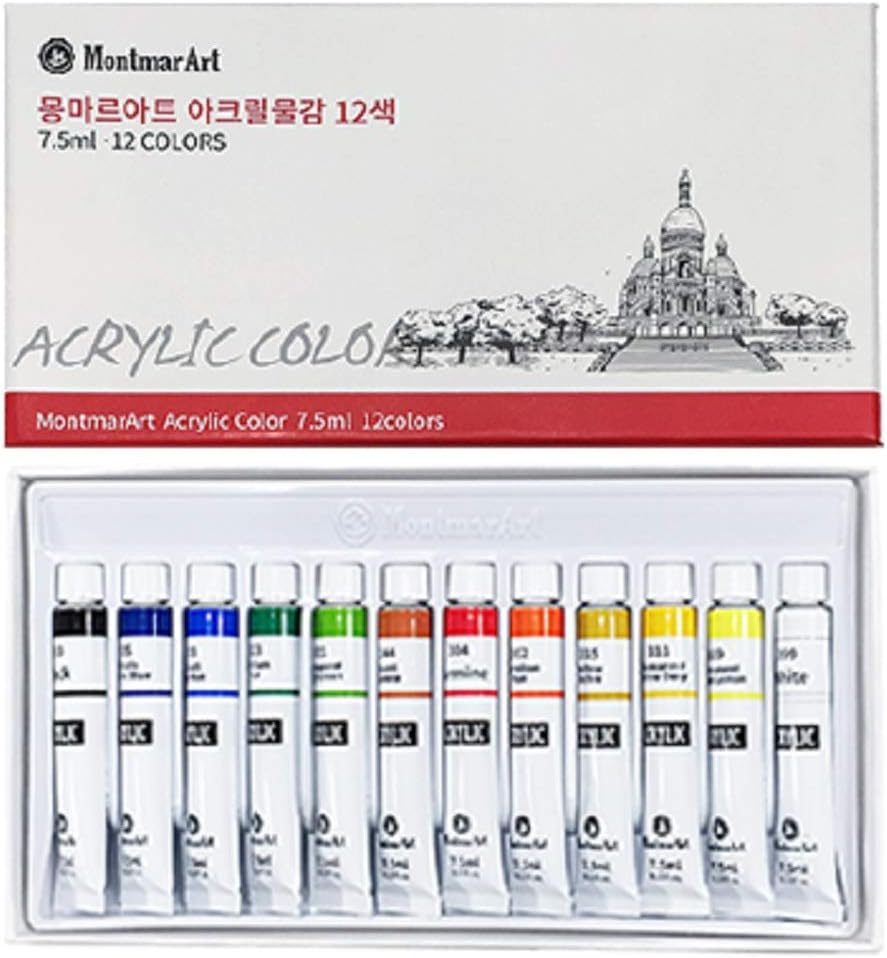 Montmar Art Acrylic Paint Painting 12 Colors 7.5ml Tubes Set