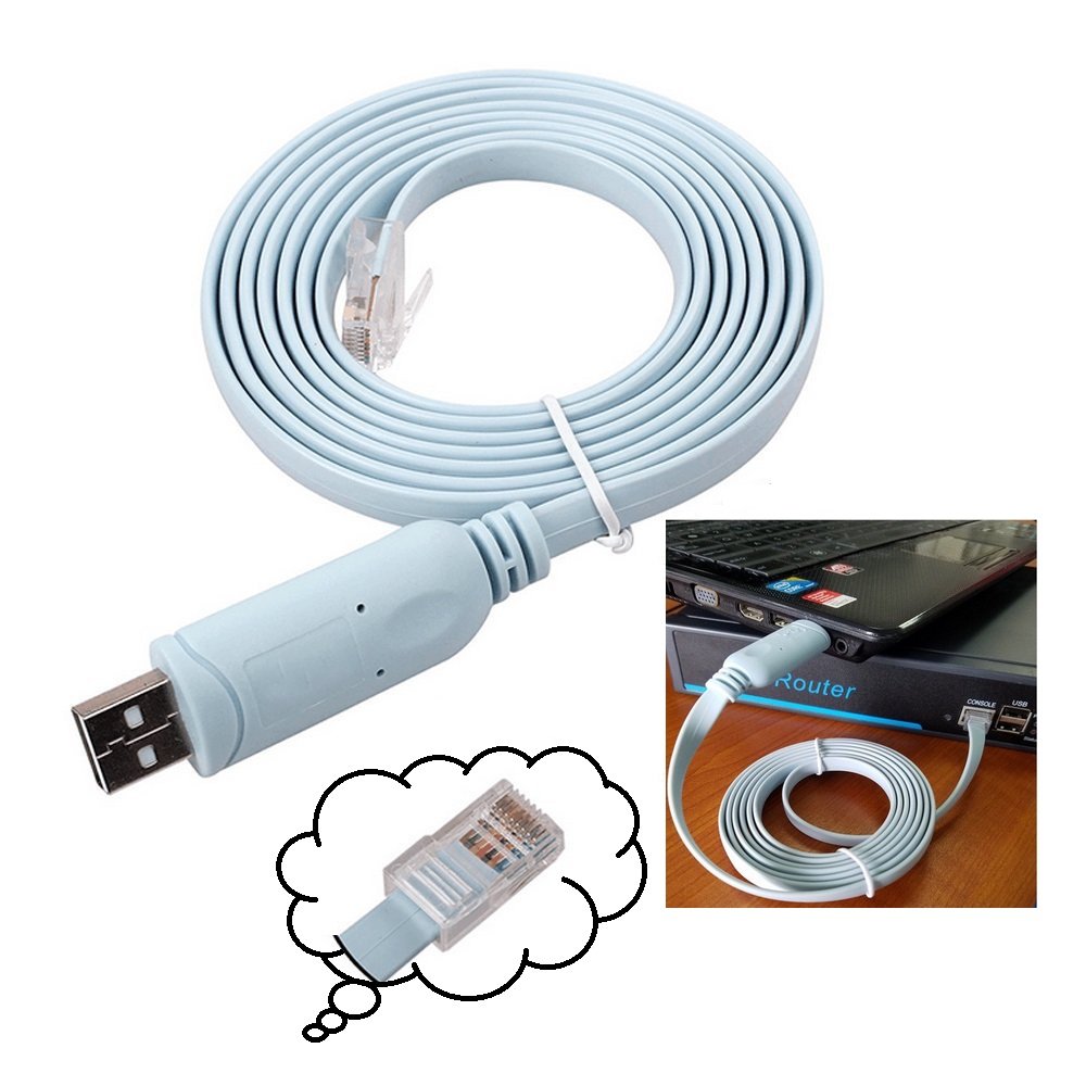 Wfortune Usb to Console Cable,Cisco Usb Console Cable,Usb to Rj45 Console,Cisco Console Cable Usb Rollover For Windows/Vista/MAC/Linux (1.8m/6 Ft,Blue)