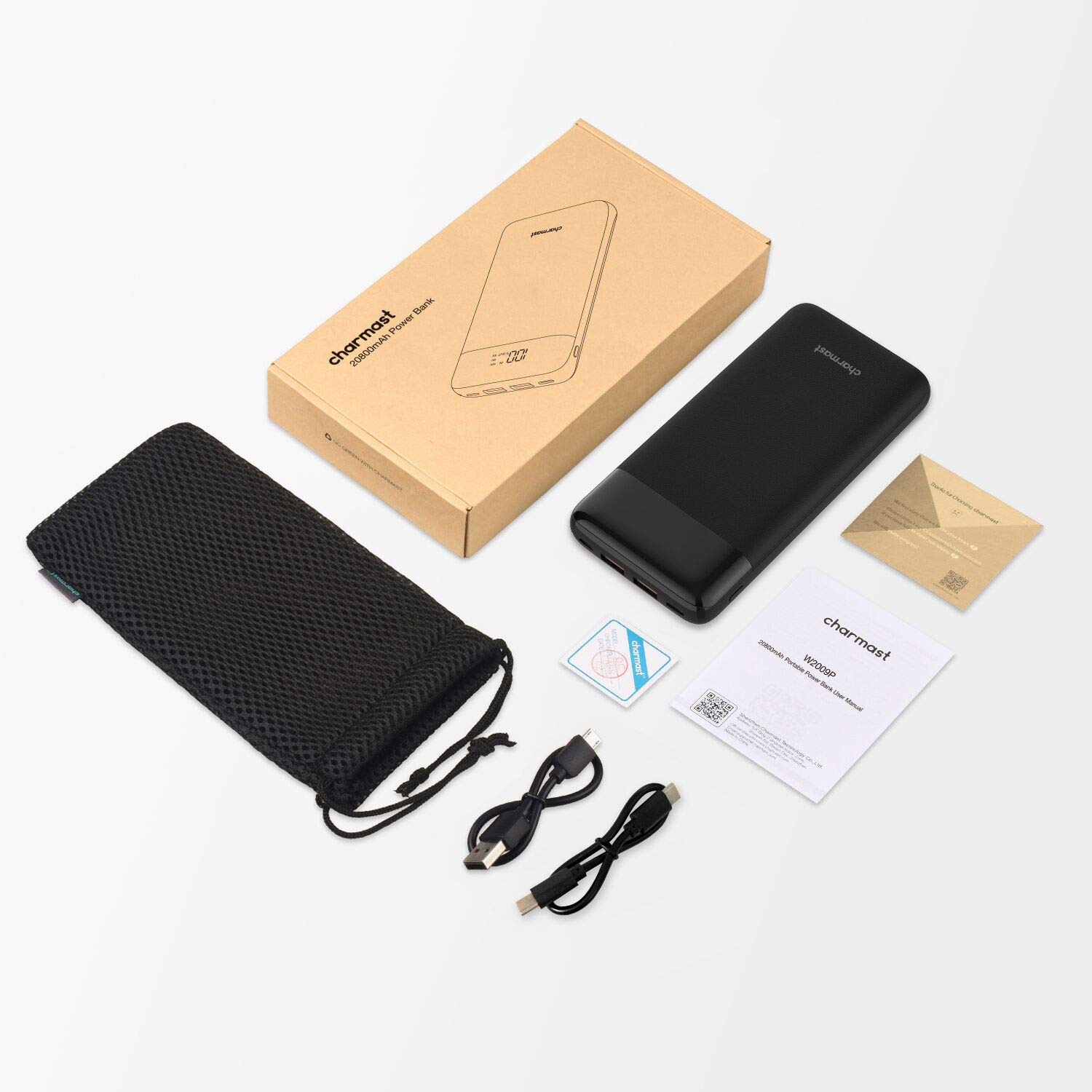 Charmast Power Bank 20800mAh High Capacity with LED Power Display Support PD/QC 3.0 Quick Charge Battery Pack, Portable Phone Charger Compatible with iPhone Samsung Google Pixel and More