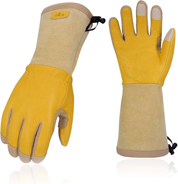 Vgo Premium Cow Grain Leather ExtraLong Cuff Thornproof Gardening
