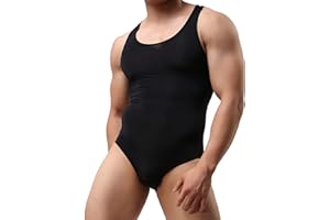 QiaTi Men's Athletic Supporters Ultra Lightweight Jumpsuit One Piece Bodysuit Basic Leotard Underwear Singlet