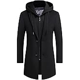 APTRO Men's Wool Trench Coat Winter Hoodie Coat Premium Business Wool Jacket