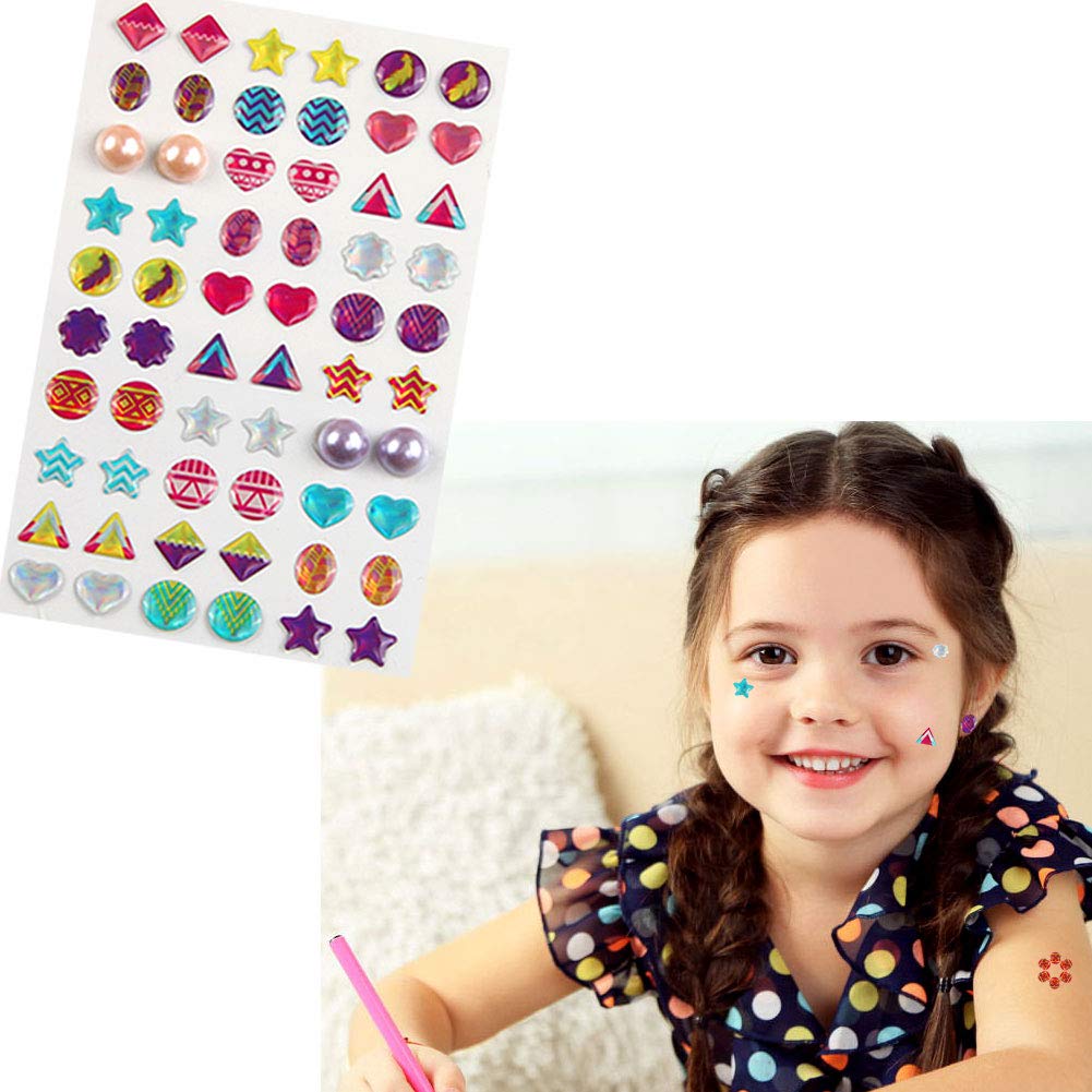 AUGSUN 240 Piece Sticker Earrings 3D Gems Girls Earrings Self-Adhesive Glitter Craft Crystal Stickers
