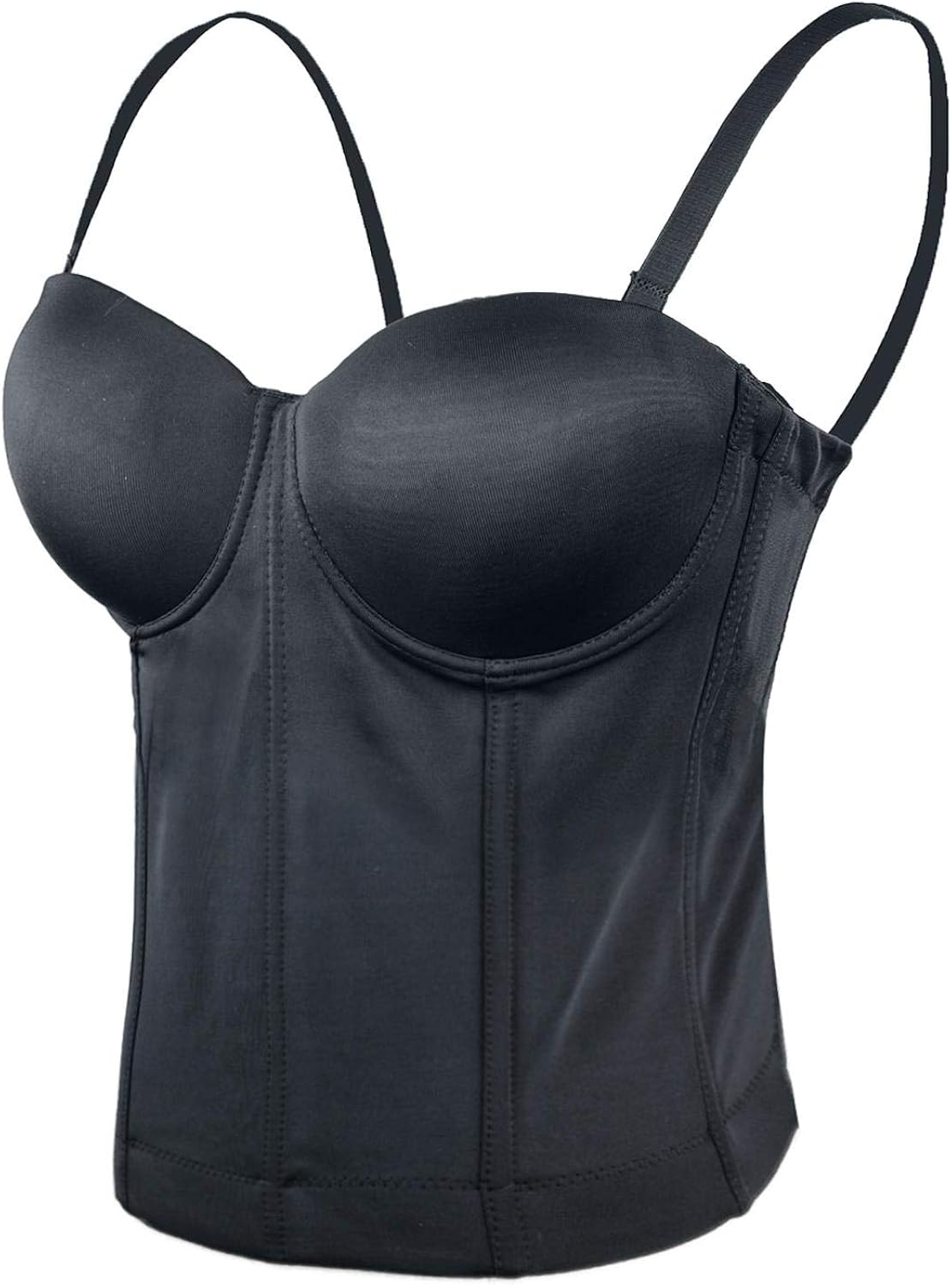 black bustier top with straps