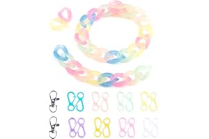 Forise 150PCS Acrylic Chain Link Rings with Lobster Clasp - Transparent Resin Chain Bulk Quick Necklace Link Connectors for Jewelry DIY Craft Making