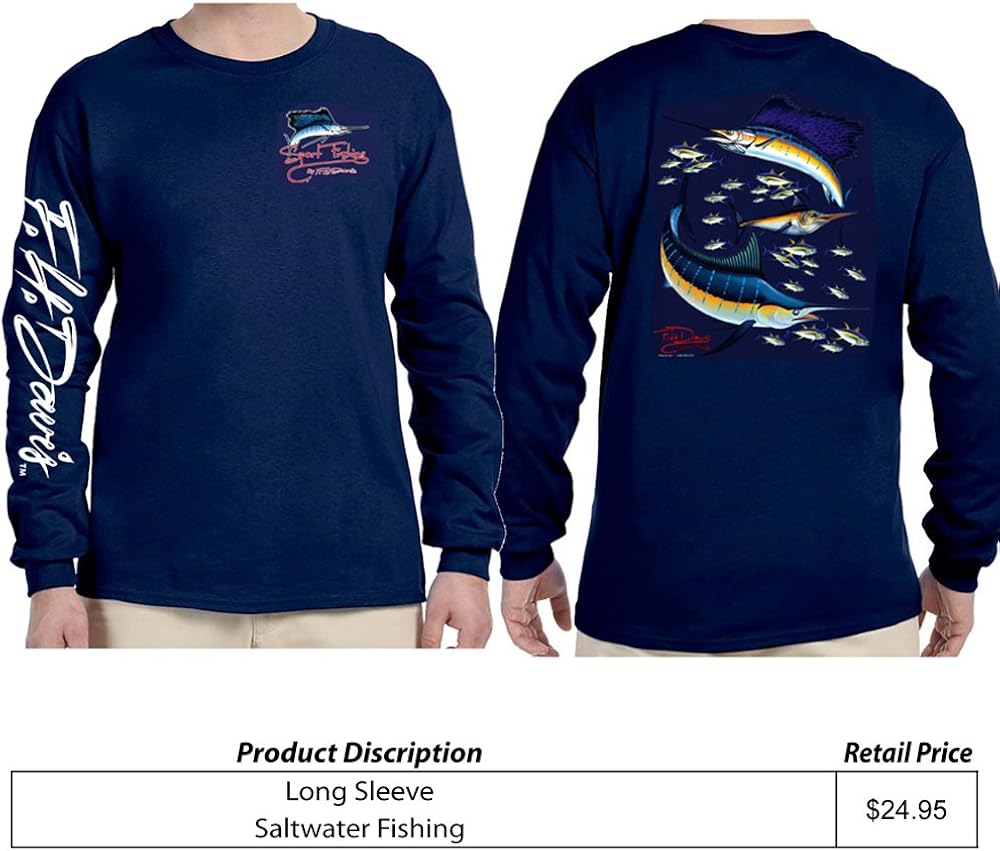 Davis F H Mens Saltwater Fishing Shirt Navy Long Sleeve