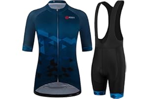 GCRFL Women's Cycling Jersey Set Short Sleeves Bike Jersey Zipper Pocket Bicycle Shorts with 4D Padded, Cycling Clothes Women