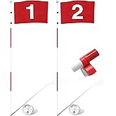 KINGTOP 6 ft Golf Flagstick Sets, 5-Section with Flags and Cups | Portable section flagpoles, 14 x 20 in flags, hole cups, backyard practice putting greens, driving ranges, golf clubs