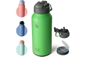 BOTTLE BOTTLE 32oz Insulated Water Bottle Stainless Steel Sport Water Bottle with Straw Dual-use Lid Design for Gym with Pill Box