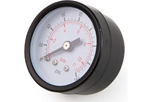 Stark USA XtremepowerUS Universal Pool Filter Pressure Gauge Spa/Pool/Aquarium Water Pressure Gauge, 1.5" Dial, 0-160 Psi, Rear Mount 1/8", Black (S75147)