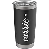 Carrie Name Gift Women Girls Monogram Heart Stainless Steel Insulated Tumbler