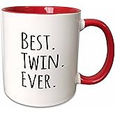 3dRose Best Twin Ever Mug, 11 oz, Red,mug_151545_5