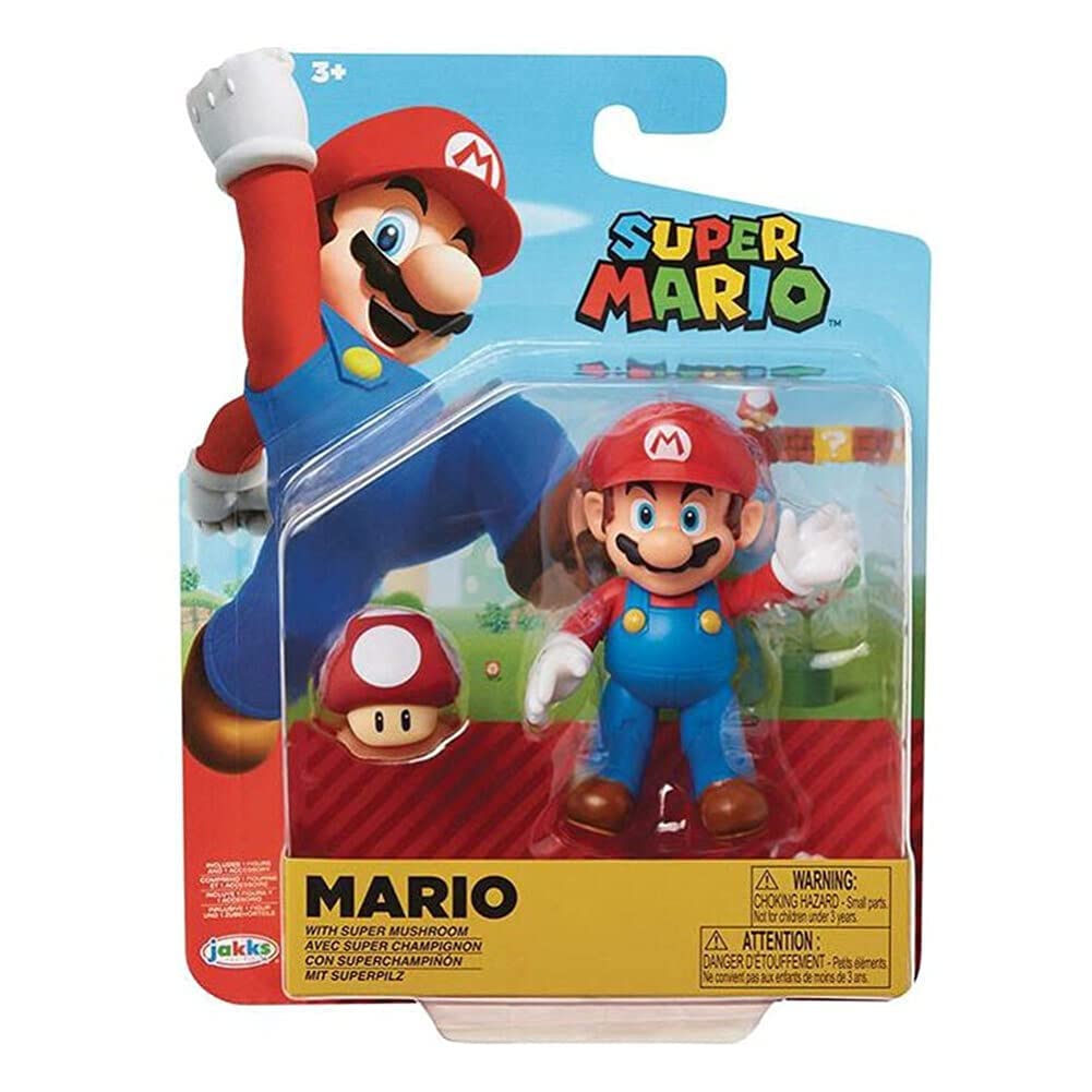 Photo 1 of Jakks Pacific Super Mario 4" Articulated Mario Action Figure with Super Mushroom