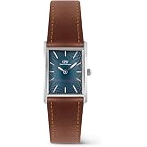 Daniel Wellington Bound 35x24mm Guilloch&eacute; Silver - Men Watch Stainless Steel Leather Strap Watch