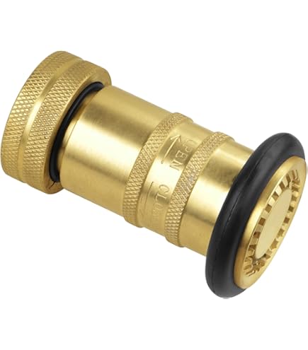 QWORK 1-1/2" NST/NH Brass Fire Hose Spray Nozzle, Heavy Duty Fire Equipment, Industrial Jet Fog Nozzle 85 Gpm 100 Psi