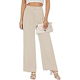 Buauty Straight Wide Leg Dress Pants for Women Apricot