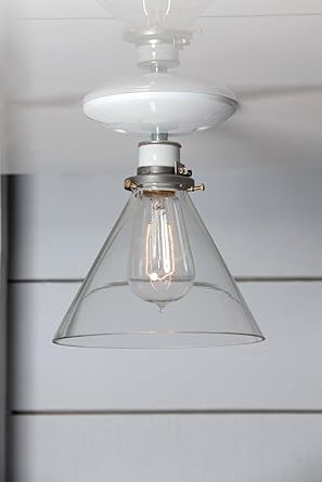 Glass Cone Shade Light Semi Flush Mount Amazon Com